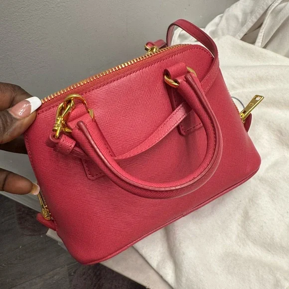 Prada Pink Saffiano Mini Bag with Gold Hardware - Picture 3 of 7